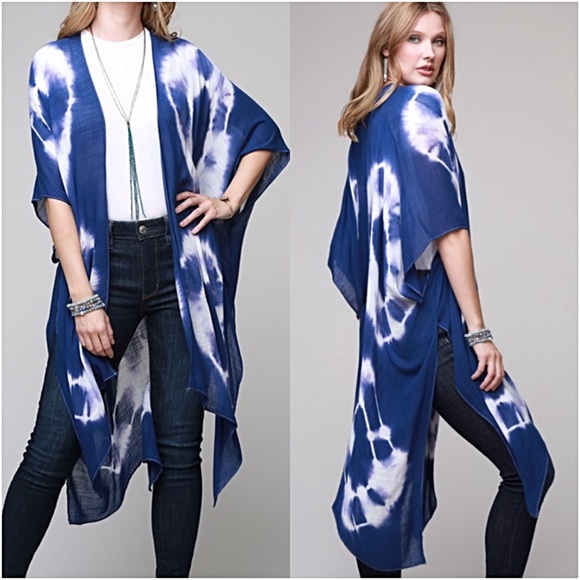 Hippie Chic Tie Dye Coverup Kimono Cardi One Size - Picture 5 of 5